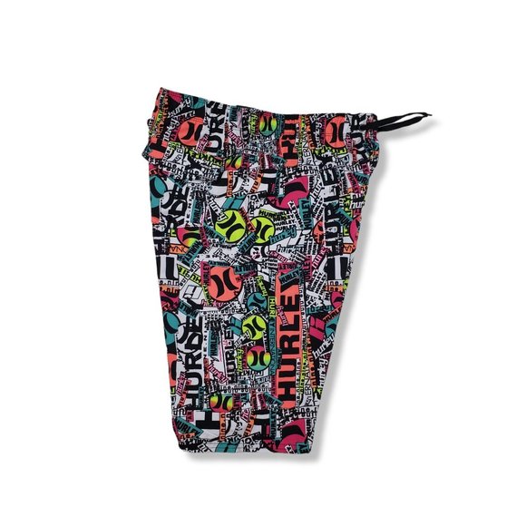 NWT Boys XL HURLEY Multi Neon Colored Graffiti Swim Board Shorts - Picture 3 of 9